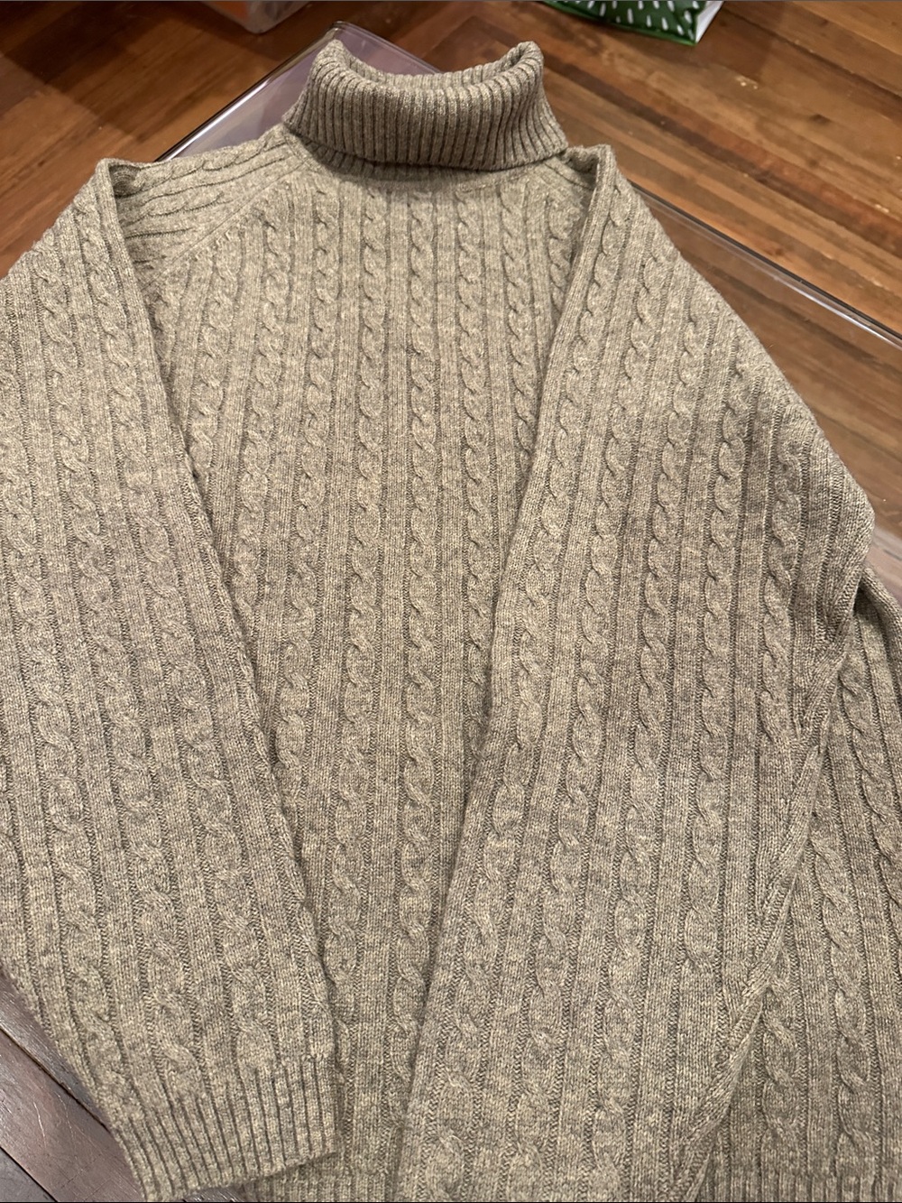 Orvis Cable Knit Turtleneck Sweater - Taupe